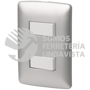 46479 PA-APDO-IP PLACA ARMADA 2 INTERRUPTORES SENCILLOS PLATA LINEA ITALIANA VOLTECK