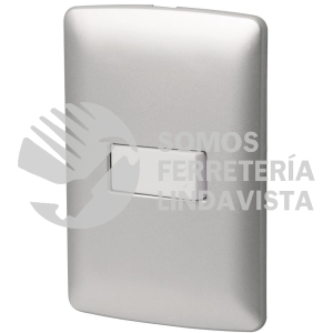 46477 PA-APSE-IP PLACA ARMADA 1 INTERRUPTOR SENCILLO PLATA LINEA ITALIANA VOLTECK