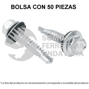 44408 PIBR-1-1/2R BOLSA CON 50 PIJAS 1-1/2" HEXAGONAL PUNTA BROCA CON RONDANA FIERO