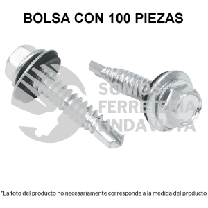 44405 PIBR-3/4R BOLSA CON 100 PIJAS 3/4" HEXAGONAL PUNTA BROCA CON RONDANA FIERO