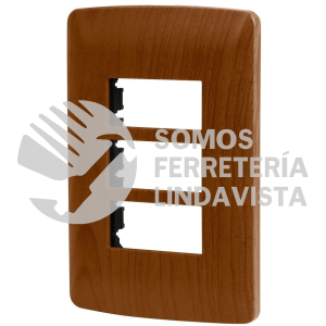46394 PPTR-IM PLACA 3 MODULOS DE ABS LINEA ITALIANA ACABADO MADERA VOLTECK