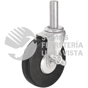 48623 RO-1427F RODAJA HULE 6" CON ESPIGA SOLIDA Y FRENO CARGA 125 KG FIERO