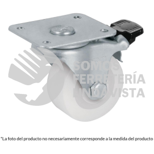 48634 RO-2211F RODAJA DE POLIETILENO 2-1/2"PLACA GIRATORIA CON FRENO FIERO