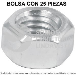 44700 TUE-5/8 BOLSA CON 25 TUERCAS 5/8" HEXAGONALES DE ACERO GALVANIZADO FIERO