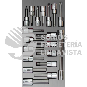 CH110L JUEGO DE DADOS CUADRO DE 3/8" VARIAS PUNTAS, 20 PIEZAS URREA