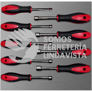 CH210L JUEGO DE DESTORNILLADORES MANGO BIMATERIAL DE CAJA, METRICOS BANDEJA LAMINADA, 9 PIEZAS URREA