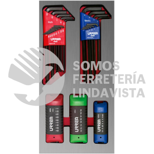 CH120L JUEGO DE 46 LLAVES HEXAGONALES Y TIPO NAVAJA EN PULGADAS, METRICAS Y TORX URREA