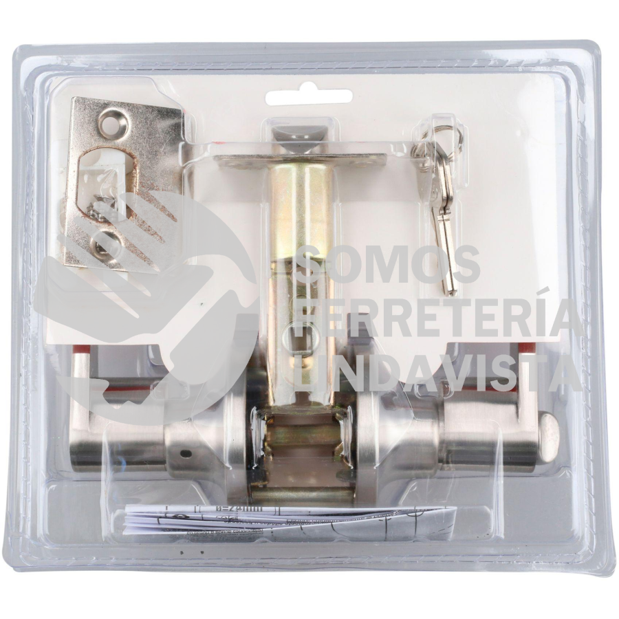 10MA MANIJA TUBULAR RECTA FUNCION ENTRADA Y RECAMARA, NIQUEL SATINADO, LLAVE ESTANDAR, BLISTER LOCK