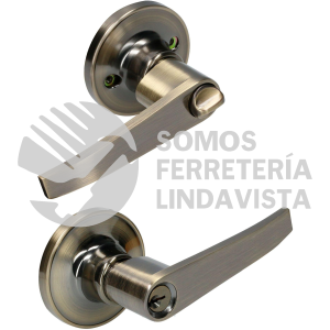 14MA MANIJA TUBULAR RECTA FUNCION ENTRADA Y RECAMARA, LATON ANTIGUO, LLAVE ESTANDAR, BLISTER LOCK