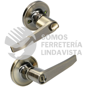 15MA MANIJA TUBULAR RECTA FUNCION BAÑO, LATON ANTIGUO, LLAVE ESTANDAR, BLISTER LOCK