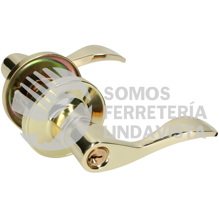 18MA MANIJA TUBULAR CURVA FUNCION ENTRADA Y RECAMARA, LATON BRILLANTE, LLAVE ESTANDAR, BLISTER LOCK