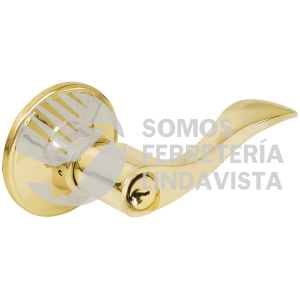 19MA MANIJA TUBULAR CURVA FUNCION BAÑO, LATON BRILLANTE, LLAVE ESTANDAR, BLISTER LOCK