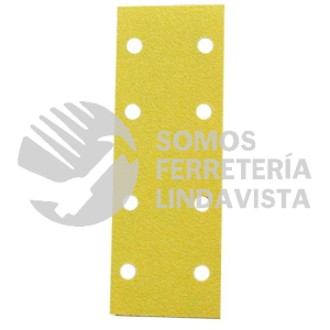 4909 HOJA DE LIJA PREMIUM COLOR AMARILLO CON 8 PERFORACIONES GRANO 80K (2-3/4X8) TENAZIT