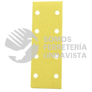 4910 HOJA DE LIJA PREMIUM COLOR AMARILLO CON 8 PERFORACIONES GRANO 120K (2-3/4X8) TENAZIT