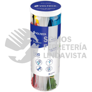 44017 BCIN-1000C BOTE CON 1000 CINCHOS PLASTICOS EN COLORES SURTIDOS VOLTECK