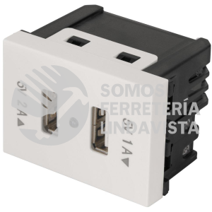 47057 C2USB-EB TOMA CON 2 PUERTOS USB 1.5 MODULOS LINEA ESPAÑOLA BLANCO VOLTECK