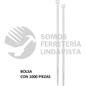 47457 CIN-1810-M BOLSA CON 1000 CINCHOS PLASTICOS 18LB 100X2.5 MM NATURALES VOLTECK