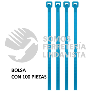 41011 CIN-1810Z BOLSA CON 100 CINCHOS PLASTICOS 18 LB 100 X 2.5 MM AZULES VOLTECK