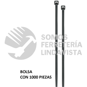 47466 CIN-1815N-M BOLSA CON 1000 CINCHOS PLASTICOS 18 LB 150X2.5 MM NEGROS VOLTECK