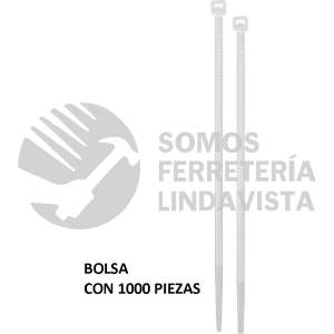47459 CIN-1820-M BOLSA CON 1000 CINCHOS PLASTICOS 18LB 200X2.5 MM NATURALES VOLTECK
