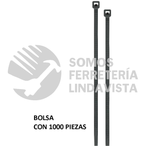47467 CIN-1820N-M BOLSA CON 1000 CINCHOS PLASTICOS 18 LB 200X2.5 MM NEGROS VOLTECK