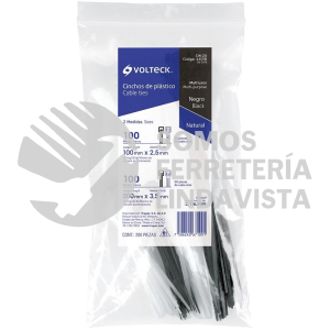 44018 CIN-20 BOLSA CON 200 CINCHOS PLASTICOS NEGROS Y NATURALES VOLTECK