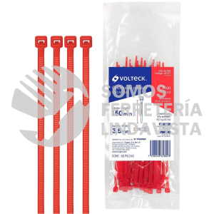 41017 CIN-4015R BOLSA CON 50 CINCHOS PLASTICOS 40 LB 150 X 3.5 MM ROJOS VOLTECK