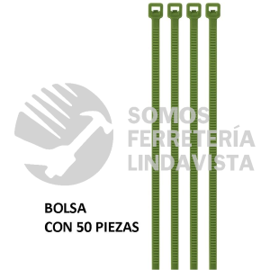41016 CIN-4015V BOLSA CON 50 CINCHOS PLASTICOS 40 LB 150 X 3.5 MM VERDES VOLTECK