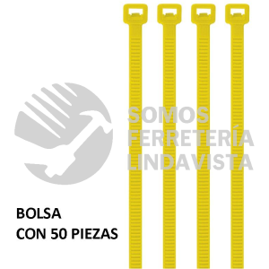 41022 CIN-5030A BOLSA CON 50 CINCHOS PLASTICOS 50 LB 300X4.5 MM AMARILLOS VOLTECK
