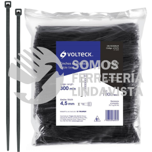 47472 CIN-5030N-M BOLSA CON 1000 CINCHOS PLASTICOS 50 LB 300X4.5 MM NEGROS VOLTECK