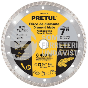 27018 DID-270P DISCO DE DIAMANTE DE 7" X 1.6 MM RIN TURBO PRETUL