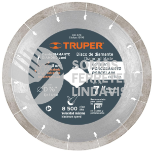 15198 DID-570 DISCO DE DIAMANTE DE 7" X 1.6 MM CORTE DE PORCELANATO TRUPER