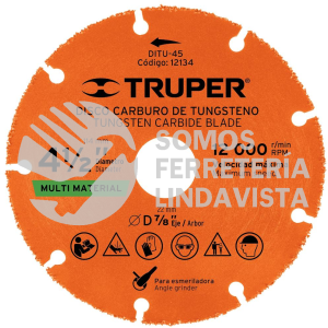 12134 DITU-45 DISCO 4-1/2" MULTIMATERIAL DE CARBURO DE TUNGSTENO TRUPER