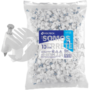43043 GCU-10BG BOLSA CON 500 GRAPAS BLANCAS DE 10 MM PARA CABLE REDONDO VOLTECK