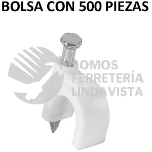 43041 GCU-6BG BOLSA CON 500 GRAPAS BLANCAS DE 6 MM PARA CABLE REDONDO VOLTECK