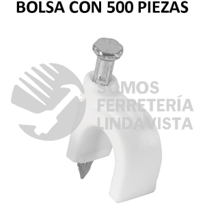 43042 GCU-8BG BOLSA CON 500 GRAPAS BLANCAS DE 8 MM PARA CABLE REDONDO VOLTECK