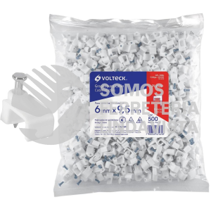 43046 GPL-10BG BOLSA CON 500 GRAPAS BLANCAS DE 6 X 9.5 MM PARA CABLE PLANO VOLTECK