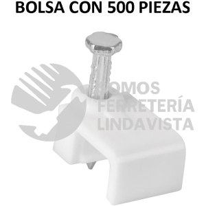 43045 GPL-8BG BOLSA CON 500 GRAPAS BLANCAS DE 5 X 8.5 MM PARA CABLE PLANO VOLTECK