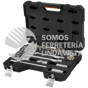 15685 JD-1/2X25M JUEGO DE 23 HERRAMIENTAS CUADRO 1/2" MM PARA MECANICO TRUPER