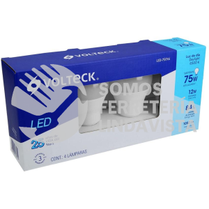 48794 LED-75FX4 PACK DE 4 LAMPARAS DE LED A19 12 W LUZ DE DIA CAJA VOLTECK