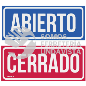 18239 LIN-01 LETRERO DE SEÑALIZACION "ABIERTO/CERRADO" 28 X 12 CM TRUPER
