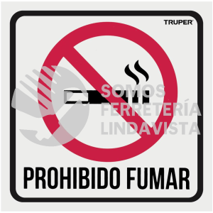 18293 LIN-02 LETRERO DE SEÑALIZACION "NO FUMAR" 19 X 19 CM TRUPER