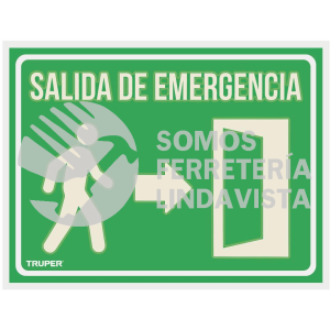 18348 LIN-04 LETRERO DE SEÑALIZACION "SALIDA DE EMERGENCIA" 21 X 28 CM TRUPER