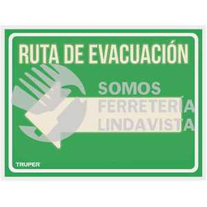 18369 LIN-06 LETRERO DE SEÑALIZACION "RUTA EVACUACION IZQUIERDA"21X28 CM TRUPER