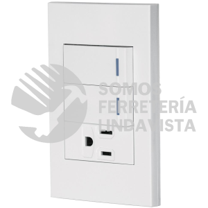 45597 PA-APCO-E2B PLACA ARMADA 2 INTERRUPTORES1 CONTACTO1MODESPAÑOLABLANCO VOLTECK