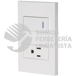 45590 PA-APCO1-EB PLACA ARMADA 1 INTERRUPTOR1 CONTACTO1MOD ESPAÑOLA BLANCO VOLTECK