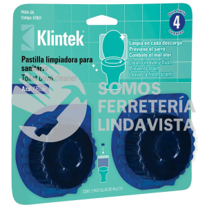 57021 PASA-2A BLISTER CON 2 PASTILLAS AZULES DESINFECTANTES PARA TANQUE WC KLINTEK