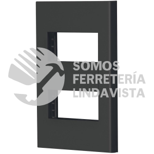 47998 PPDO-EN PLACA 2 VENTANAS 1 MODULO LINEA ESPAÑOLA COLOR NEGRO VOLTECK