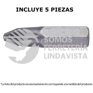 12140 PUDE-1101 ESTUCHE CON 5 PUNTAS DE CRUZ PH1 LARGO 1" TRUPER