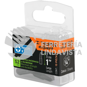 100192 PUDE-1101-15 ESTUCHE CON 15 PUNTAS DE CRUZ PH1 LARGO 1" TRUPER